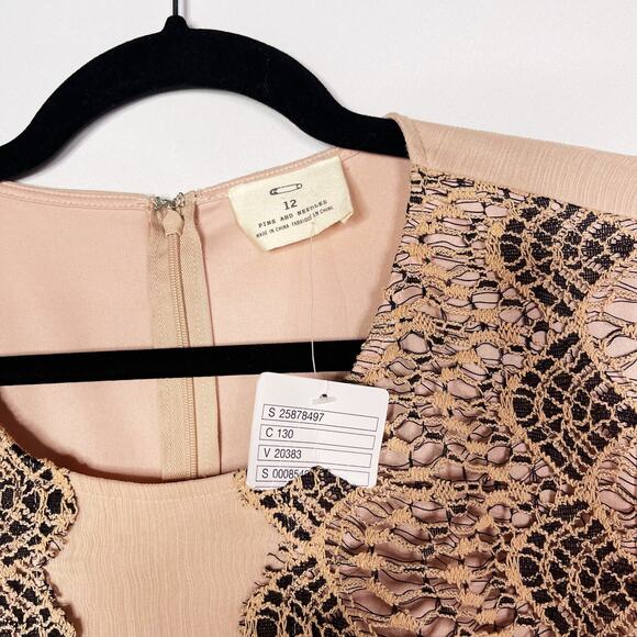 New Urban Outfitters Pins and Needles 12 Cream Black Lace Trim Long Sleeve Dress - Picture 9 of 12